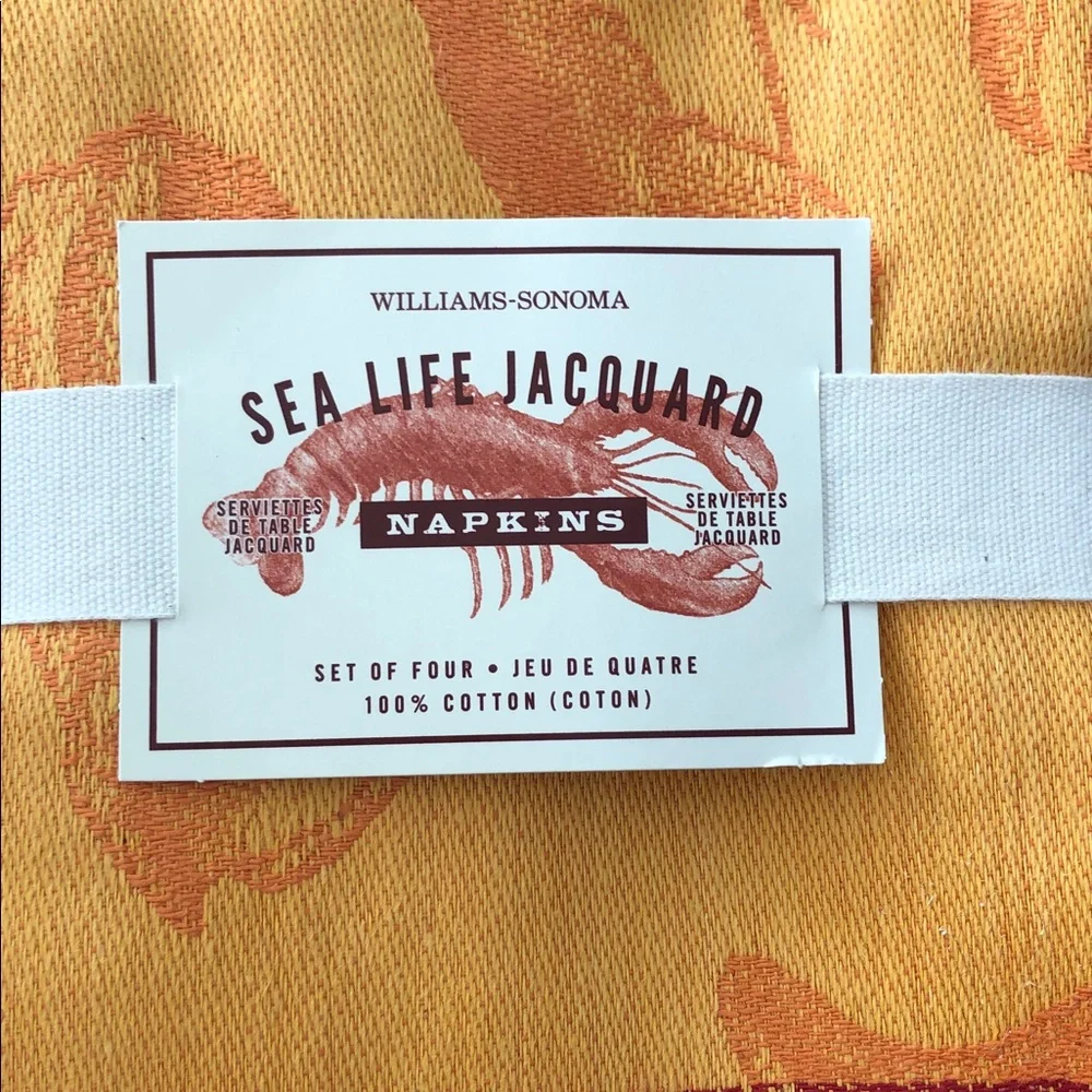Williams Sonoma Yellow and Orange Sea Life Linen Napkins